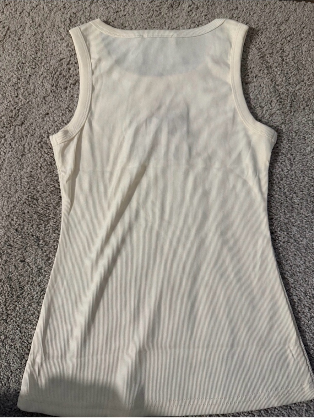 Miu Miu Cream Ribbed Tank with Green Embellished Logo - Picture 4 of 5